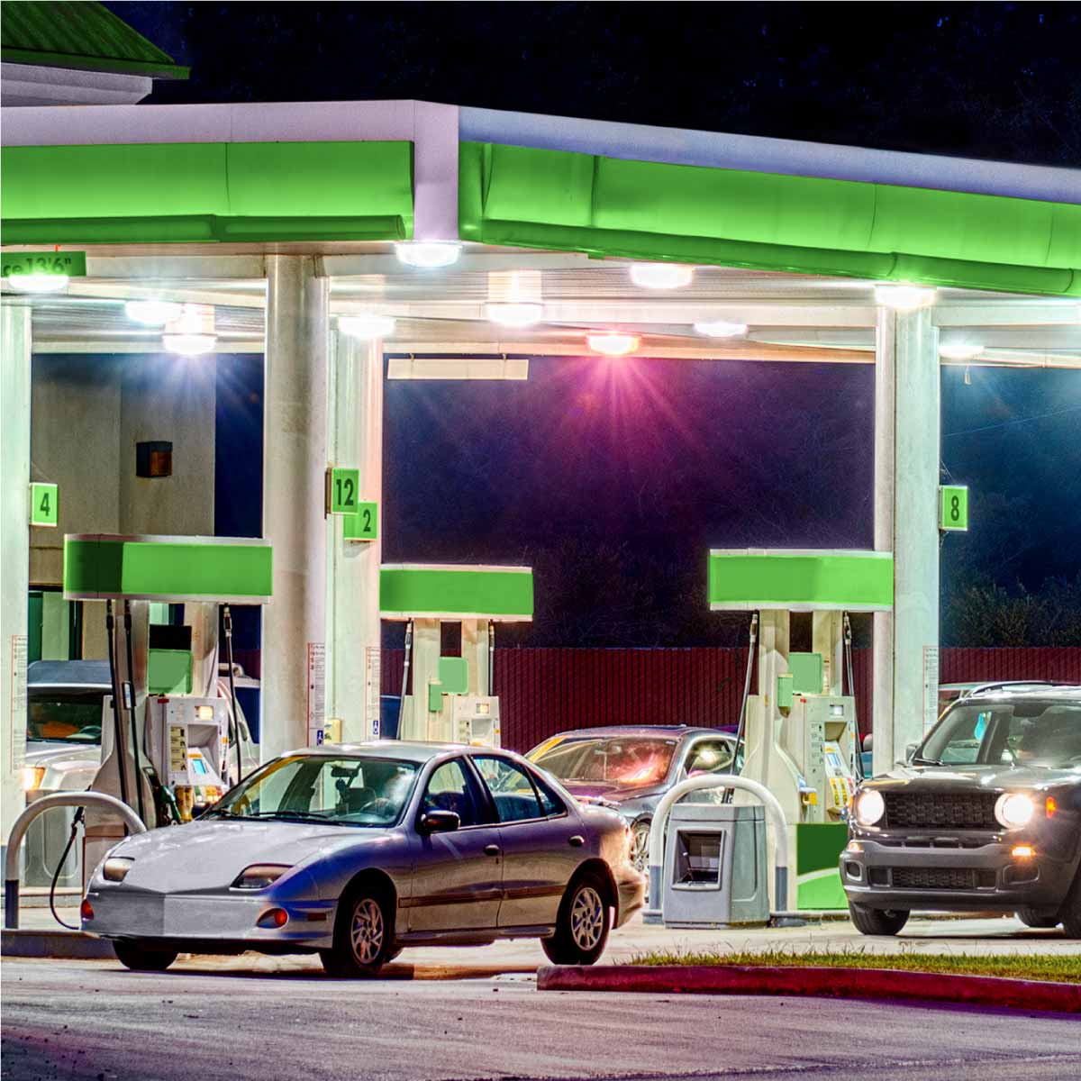 Shine Retrofits Well Lit Gas Station