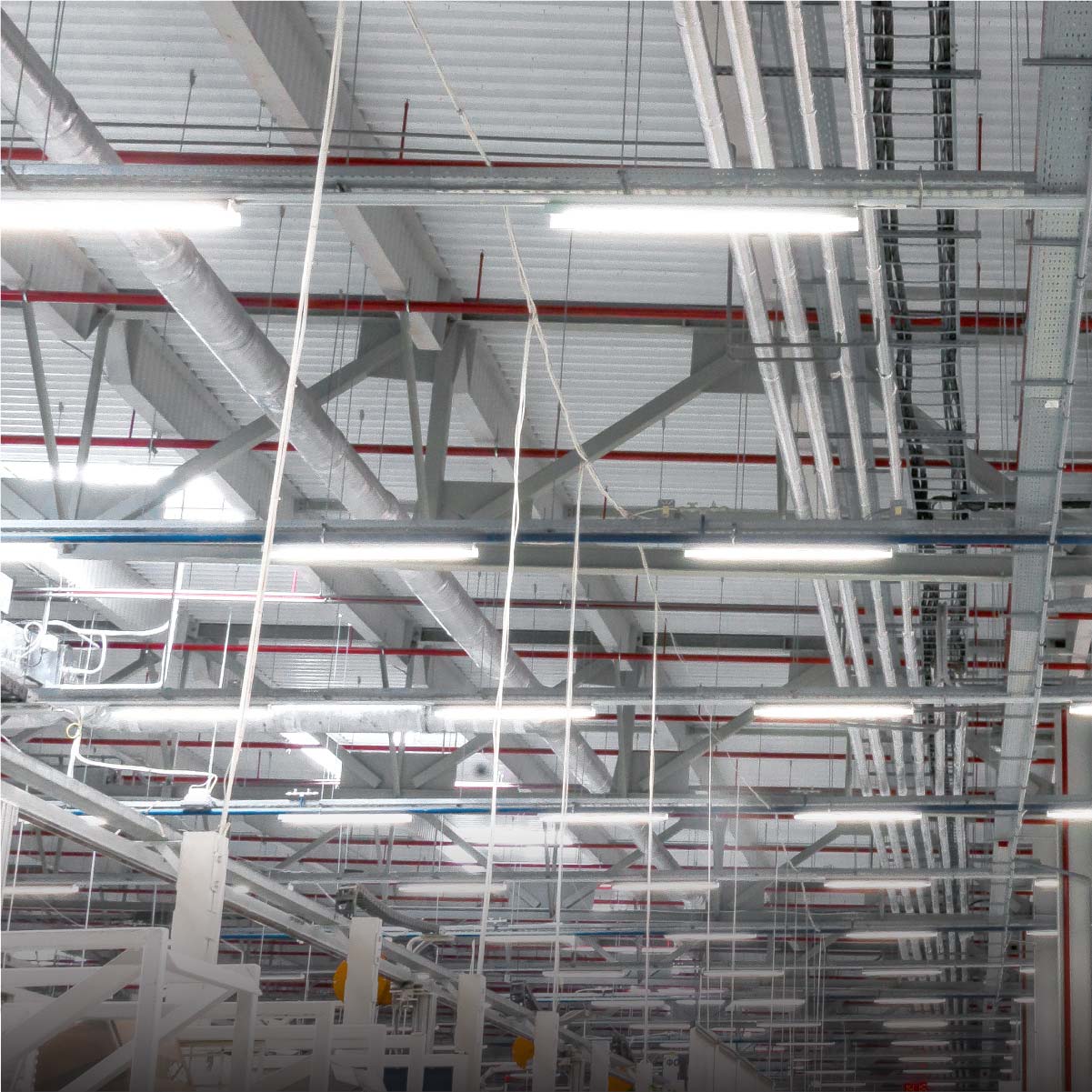 Fluorescent bulbs Illuminated a manufacturing plant