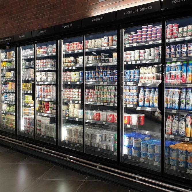led commercial refrigeration system at a grocery store