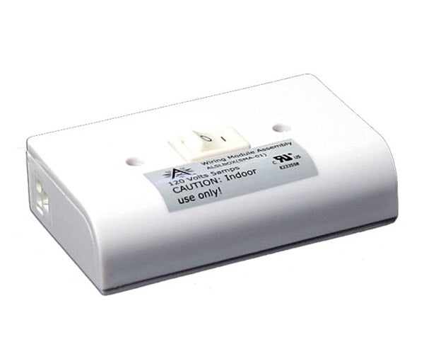 American Lighting ALSLBOX Xenon Puck Slim-Line Hardwire Box 120V with 2 Molex Outlets and On/Off Switch - White
