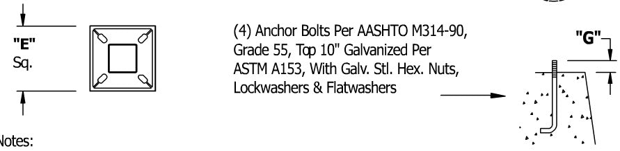 Base Info 12 Foot 4 Inch Square Steel Light Pole 11 Gauge Made in USA Free Shipping
