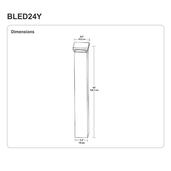 Dimensions RAB Lighting BLED24 24 Watt LED Square Bollard Landscape Light Fixture