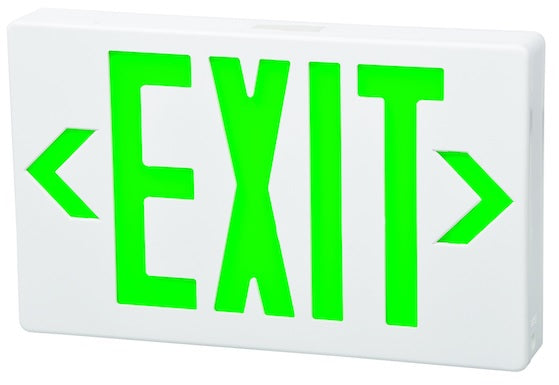 Fulham Lighting FHEX21WGEM Firehorse LED Emergency Exit Sign Thin Profile with Battery Backup Green Letters