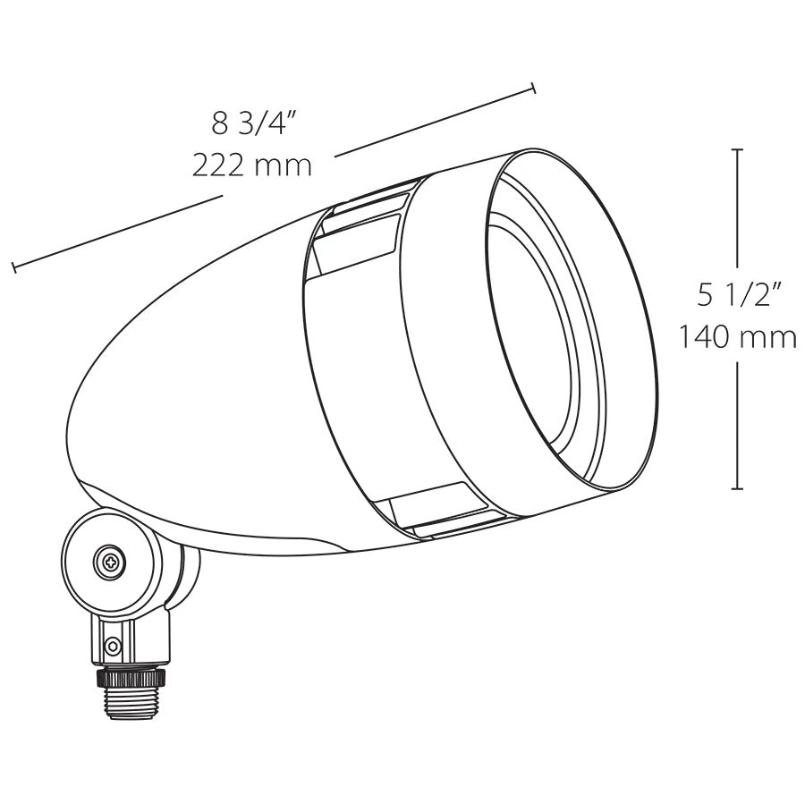 Dimensions RAB Lighting HBLED13 HFLOOD 13 Watts LED Bullet FloodLight Fixture with Hood and Lens