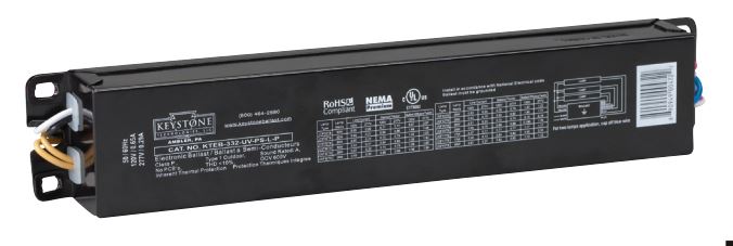 Keystone KTEB-332-UV-PS-L-P T8 Program Start High Efficiency Electronic Ballast 3 Lite F17/25/32 T8 NEMA Premium Reduced Output 0