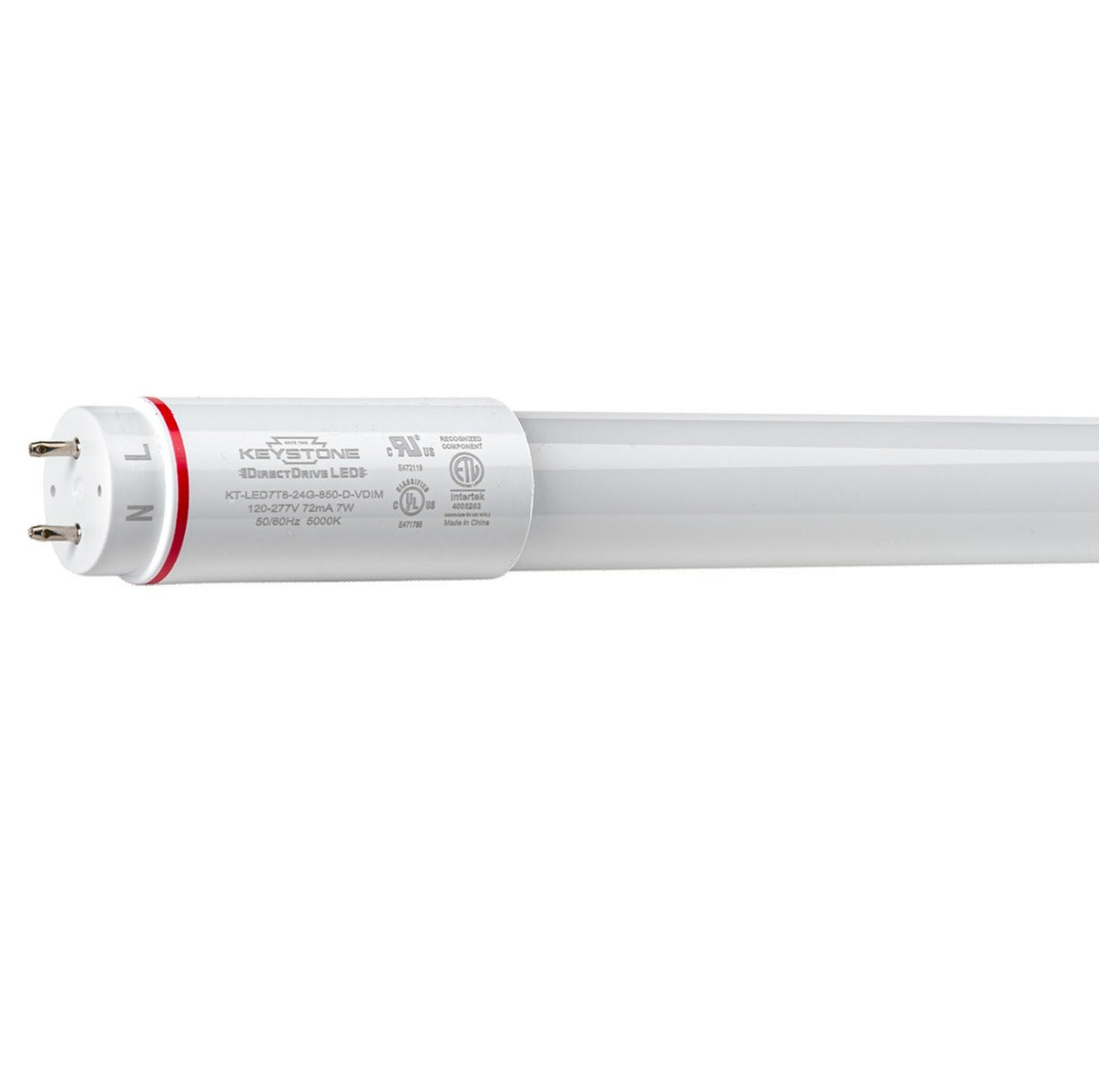 Keystone Technologies KT-LED10.5T8-48GC DirectDrive Series 10.5-Watt 4-Foot T8 LED Single Ended Shatter-Proof Coated Glass Linear Tube Lamp Dimmable G13 Base