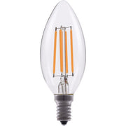 Eiko LED4WB11E12/FIL/827-DIM-G7 4 Watt B11 LED Advantage Clear Filament Decorative Lamp 2700K Dimmable E12 Base