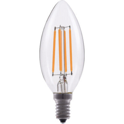 Eiko LED4WB11E12/FIL/827-DIM-G7 4 Watt B11 LED Advantage Clear Filament Decorative Lamp 2700K Dimmable E12 Base