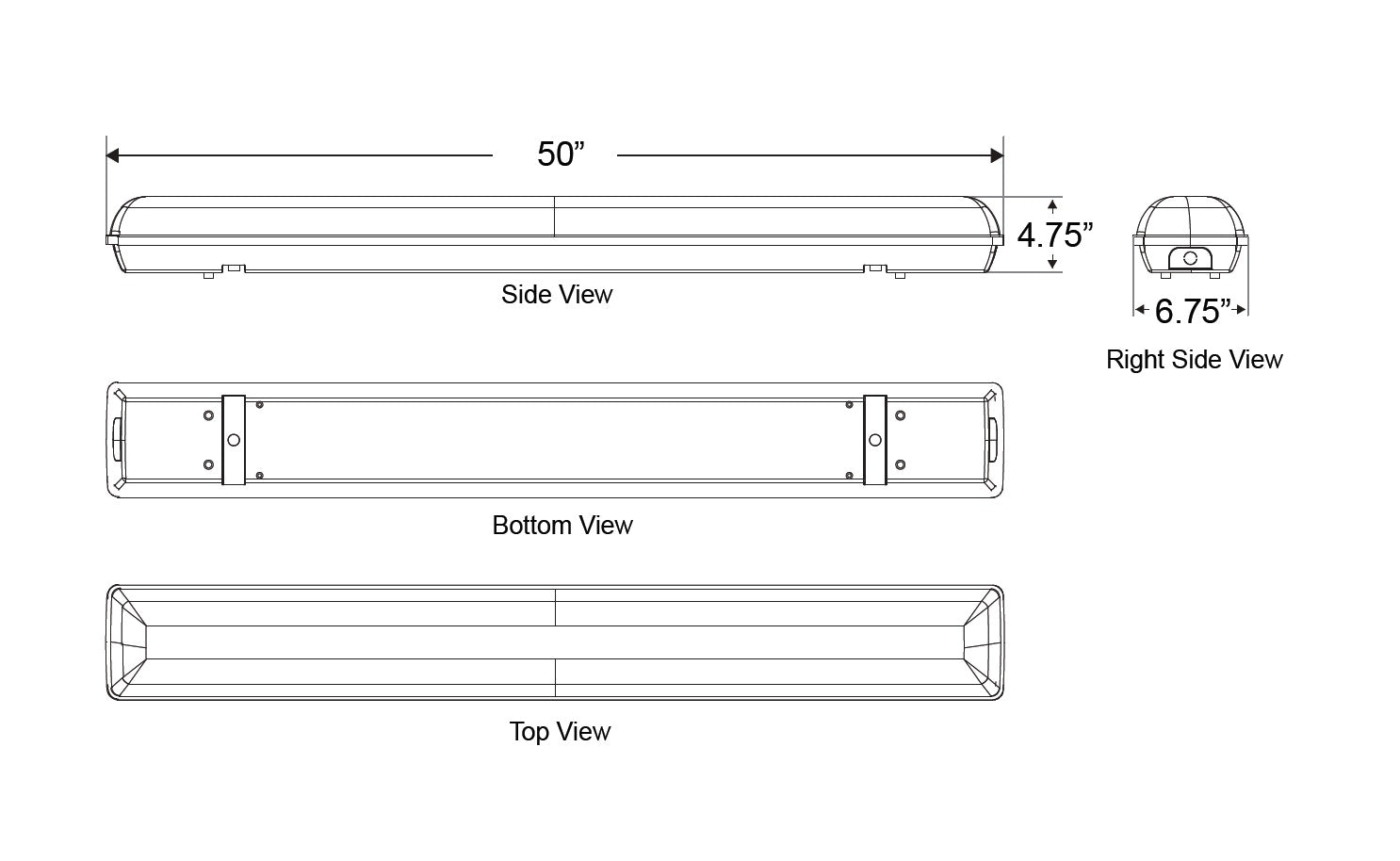 Dimensions Maxlite LSVT8USE4806 4 Foot Pre-Wired T8 LED Tube Ready Vapor Tight Fixture
