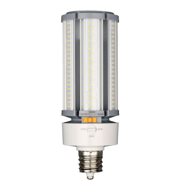 Maxlite 54PTEX39WCS DLC Listed 54-Watt Wattage and Color Selectable LED Post Top Corn Lamp EX39 Mogul Base Dimmable