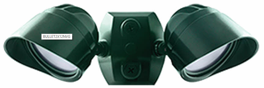Product Green/Verde RAB Lighting BULLET2X12 24 Watts LED FLood Kit with CU4 & Hood with Adjustable Dual Heads 120V