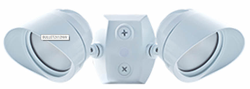 Product White RAB Lighting BULLET2X12 24 Watts LED FLood Kit with CU4 & Hood with Adjustable Dual Heads 120V