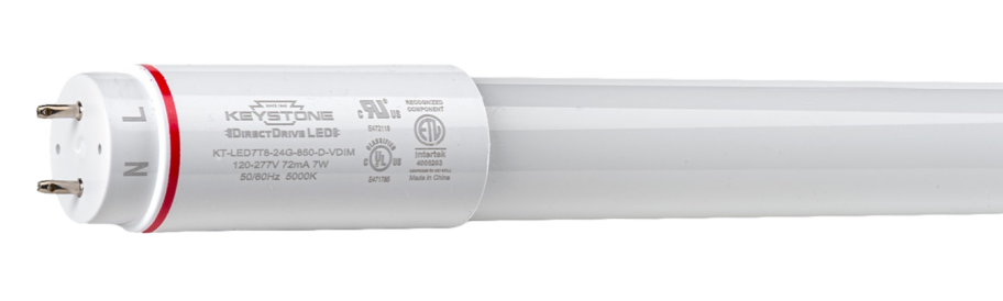 Keystone Technologies KT-LED15T8-48GC DLC Listed 15 Watt LED T8 Shatter-Proof Coated Glass Linear Tube Lamp Dimmable G13 Base