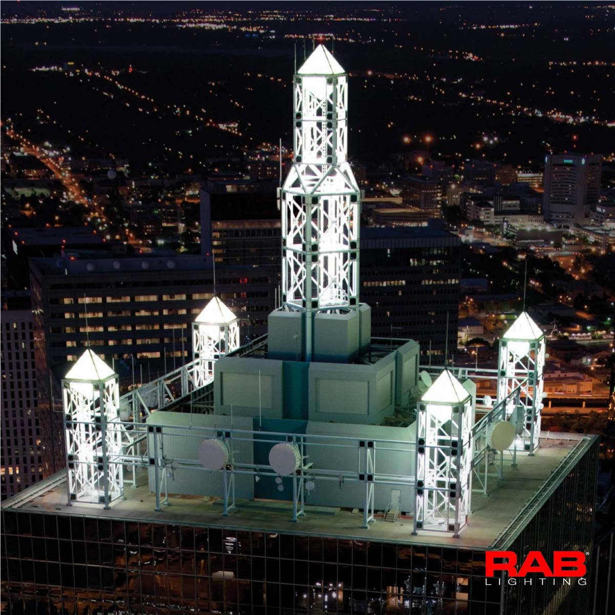 RAB flood lights illuminate spires atop Dallas’ Renaissance Tower