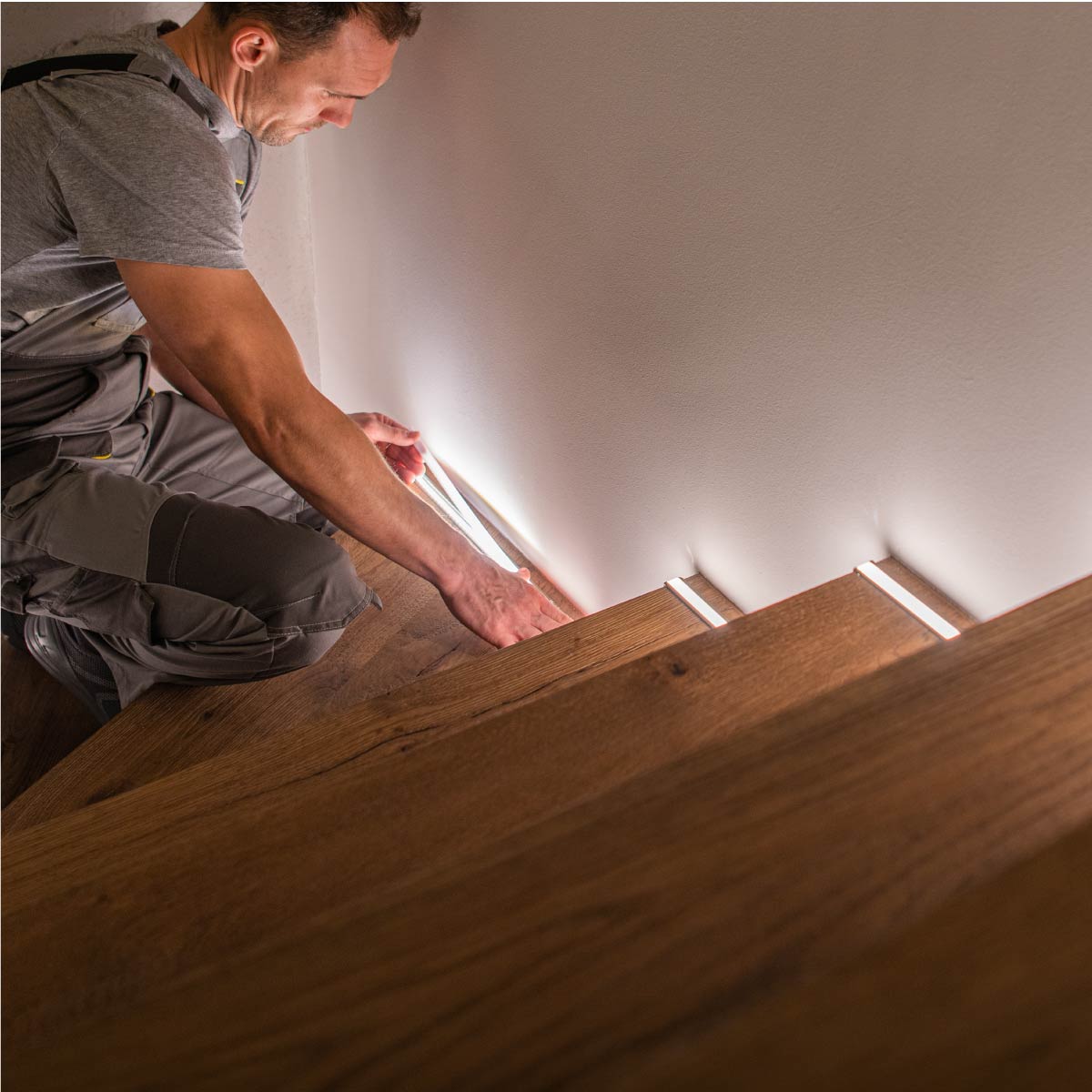 Shine Retrofits LED Lighting Install in Stairwell