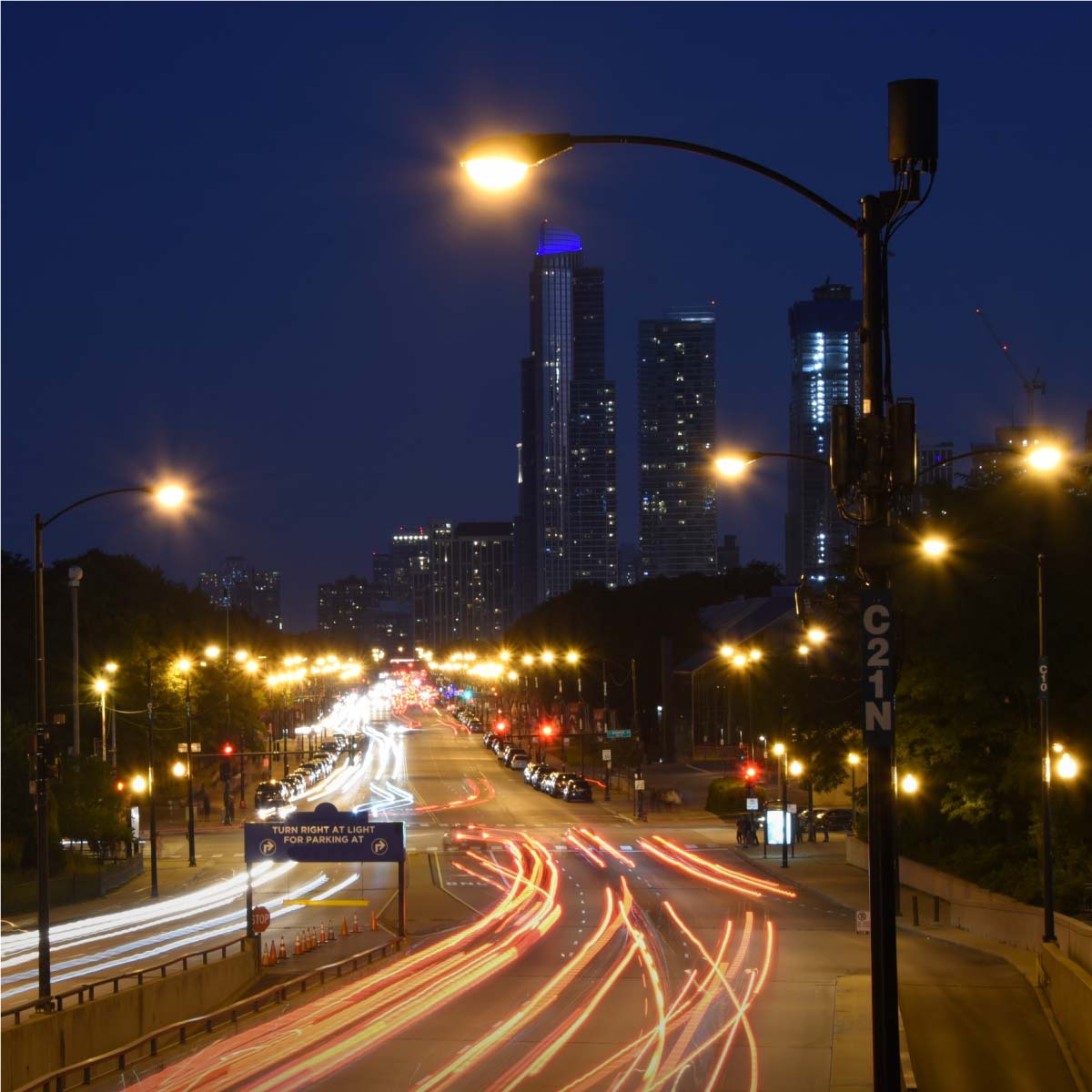 Shine Retrofits Street Lights on City Road at Night