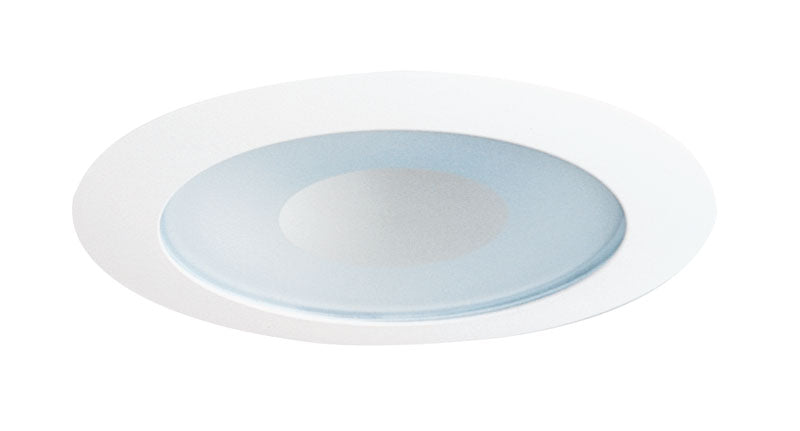 Juno Lighting 12 WWH 4-Inch Recessed Shower Trim, Frosted Glass with White Trim