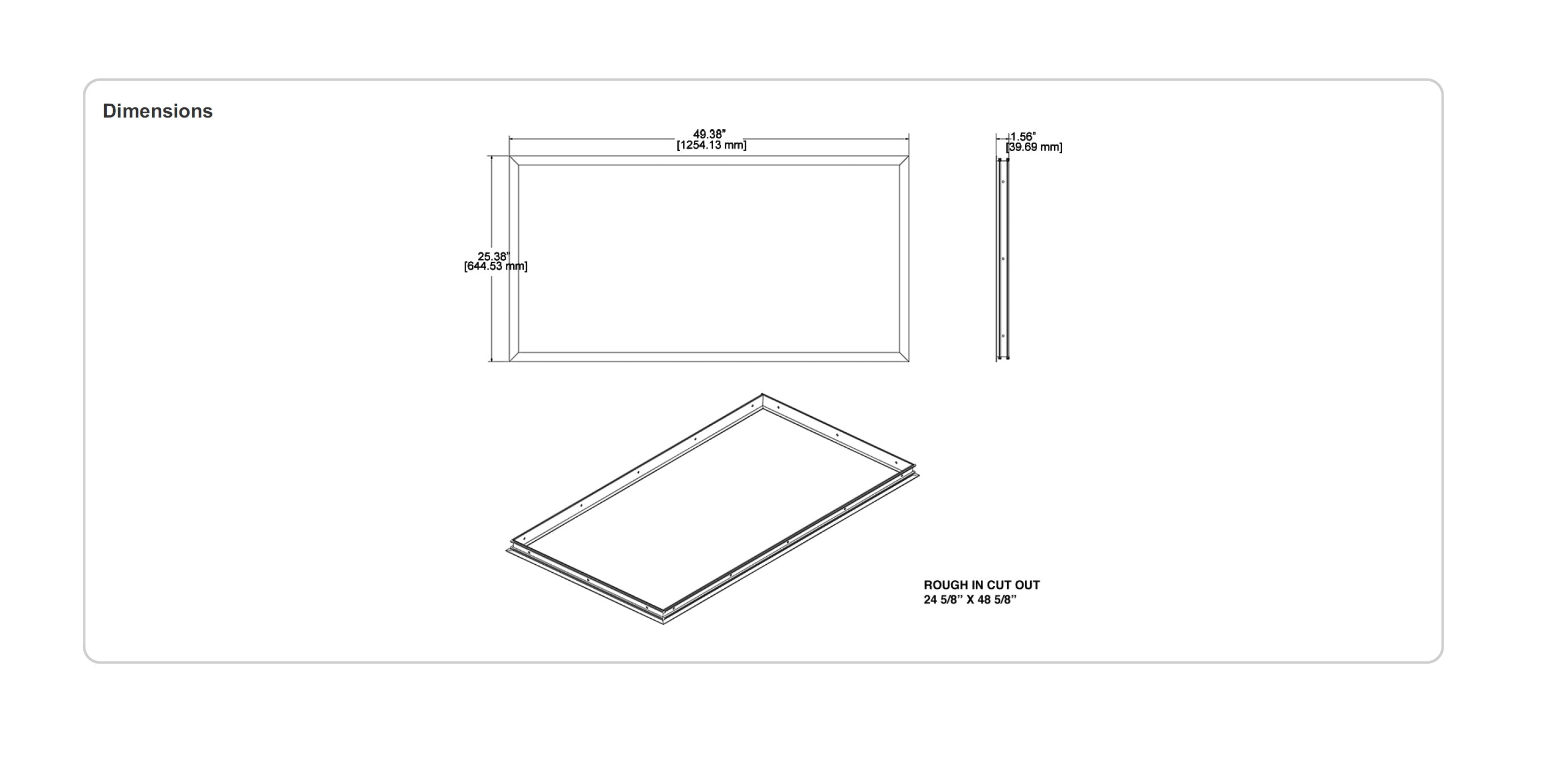 Dimensions RAB Lighting RMKPANEL2X4 Recessed Mounting Kit for 2X4 Panel Fixtures
