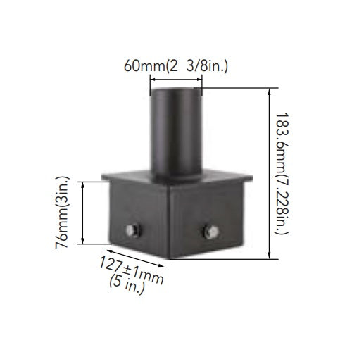 Arcadia Lighting 5SQ-SP-D 5IN Square Pole Mount with 2-3/8IN O.D. Tenon