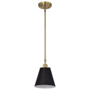 Satco 60-7408 Dover Mid-Century Modern Style 1-Light Small Vintage Brass Pendant Fixture
