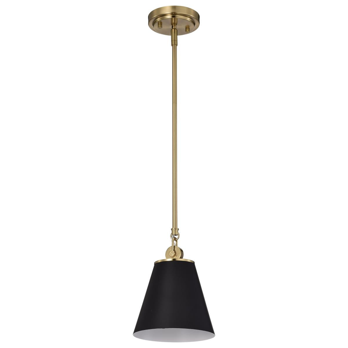 Satco 60-7408 Dover Mid-Century Modern Style 1-Light Small Vintage Brass Pendant Fixture