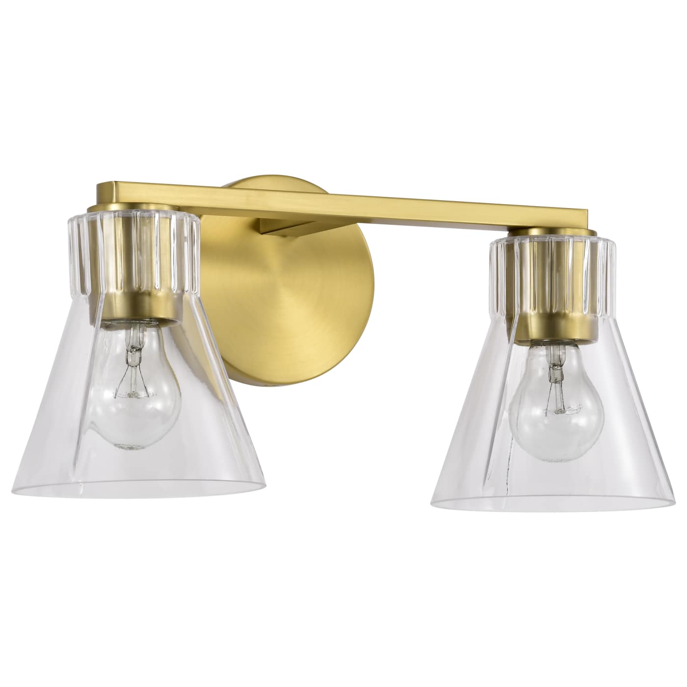 Satco Nuvo 60-8342 Gianna 2 Light Vanity Vintage Brass with Clear Glass - Bulb Not Included