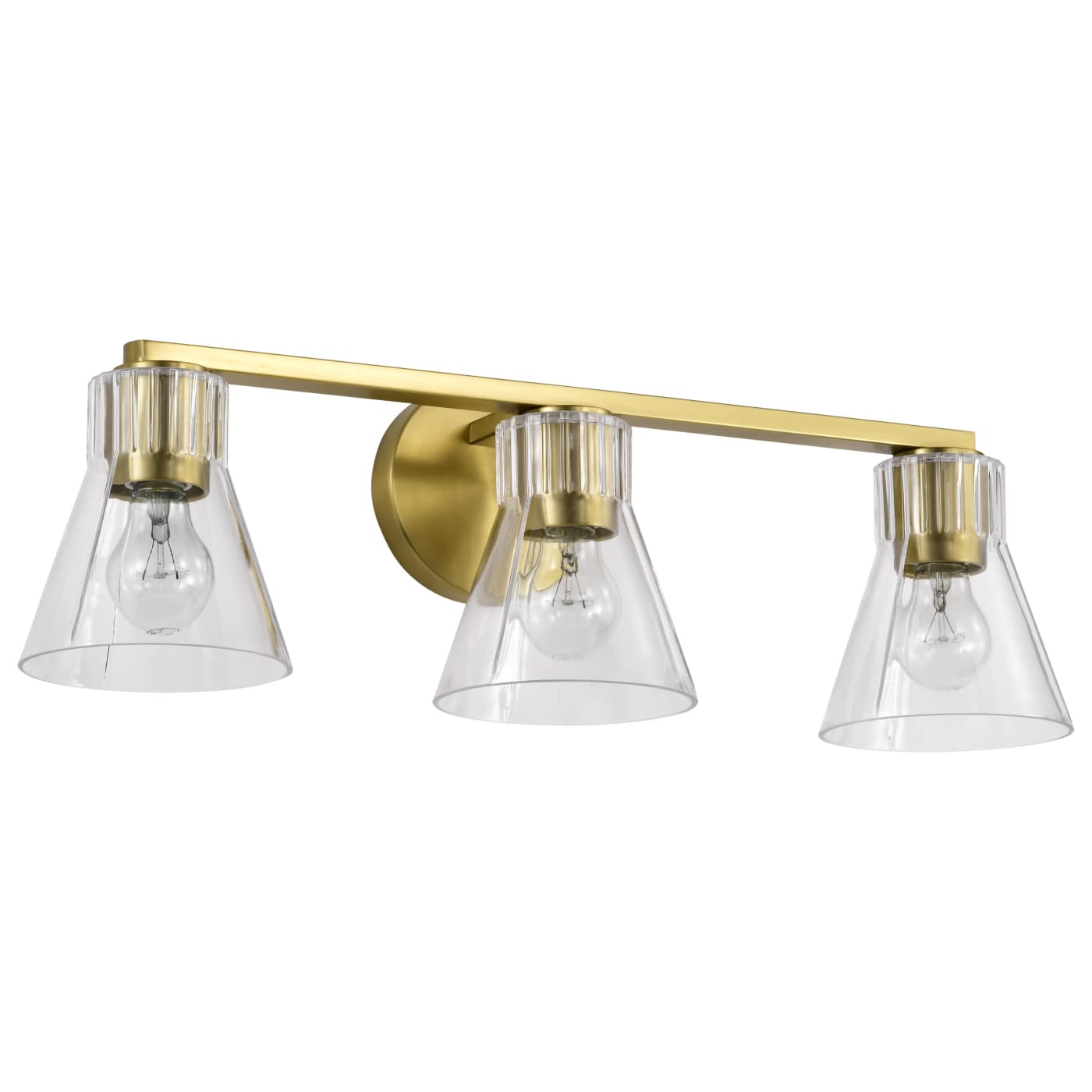 Satco Nuvo 60-8343 Gianna 3 Light Vanity Vintage Brass with Clear Glass - Bulb Not Included