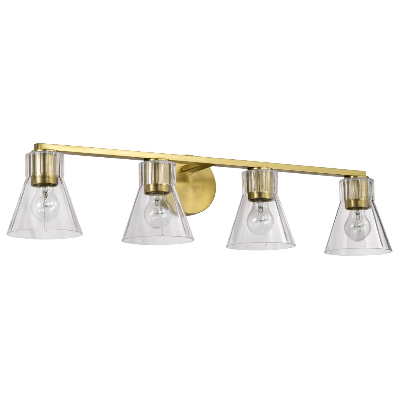 Satco Nuvo Gianna 4 Light Vanity Vintage Brass with Clear Glass