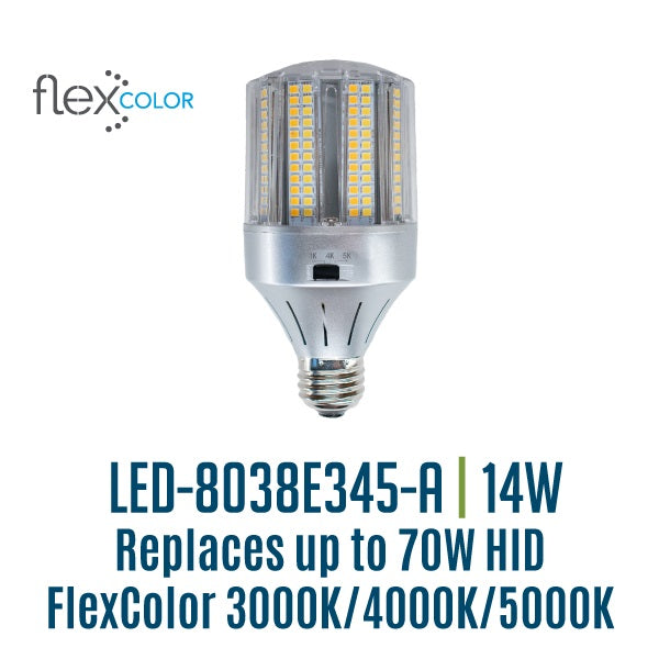 Light Efficient Design LED-8038E345-A 14 Watt Flex Color Bollard Retrofit Corn Lamp - 1