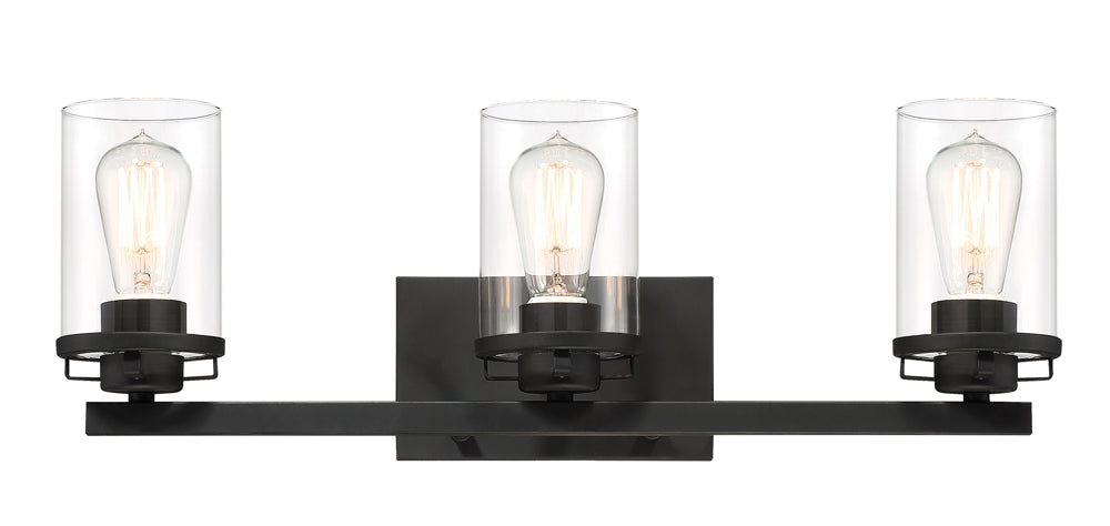Designer's Fountain Jedrek 93303-BK 60 Watt 3-Lamp Bathroom Vanity Light Fixture