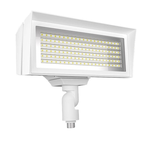 White Finish - RAB Lighting FFLEDM DLC Premium Listed FFLED Series Multi-Watt Field Adjustable Medium Floodlight Dimmable 350W MH Equivalent - Knuckle Mount