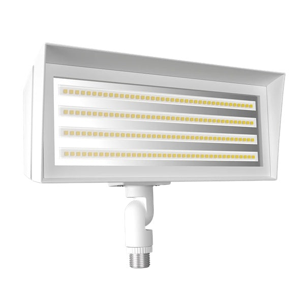 White Finish - RAB Lighting FFLEDS DLC Premium Listed FFLED Series Multi-Watt Field Adjustable Small Floodlight Dimmable 200W MH Equivalent - Knuckle Mount
