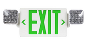 LOC-EXIT-2WGLW-SCOM - LED White and GREEN Exit Sign 2W Square Combo with Headlights, Emergency (Copy)