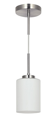 ASD Mini Pendant Light Opal Glass Shade, Satin Nickel Finish 120V E26 base (lamp not included)