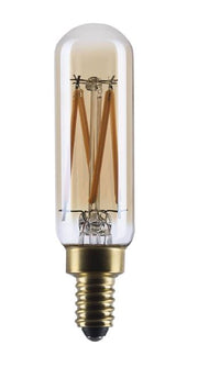 Satco Lighting S14216 3.5 Watt T6 LED Filament Light Bulb Amber Candelabra Base 120V Dimmable 2000K