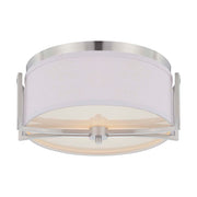 Satco Gemini 60-4761 2-Light Flush Mount Dome Brushed Nickel with Slate Gray Fabric Shade