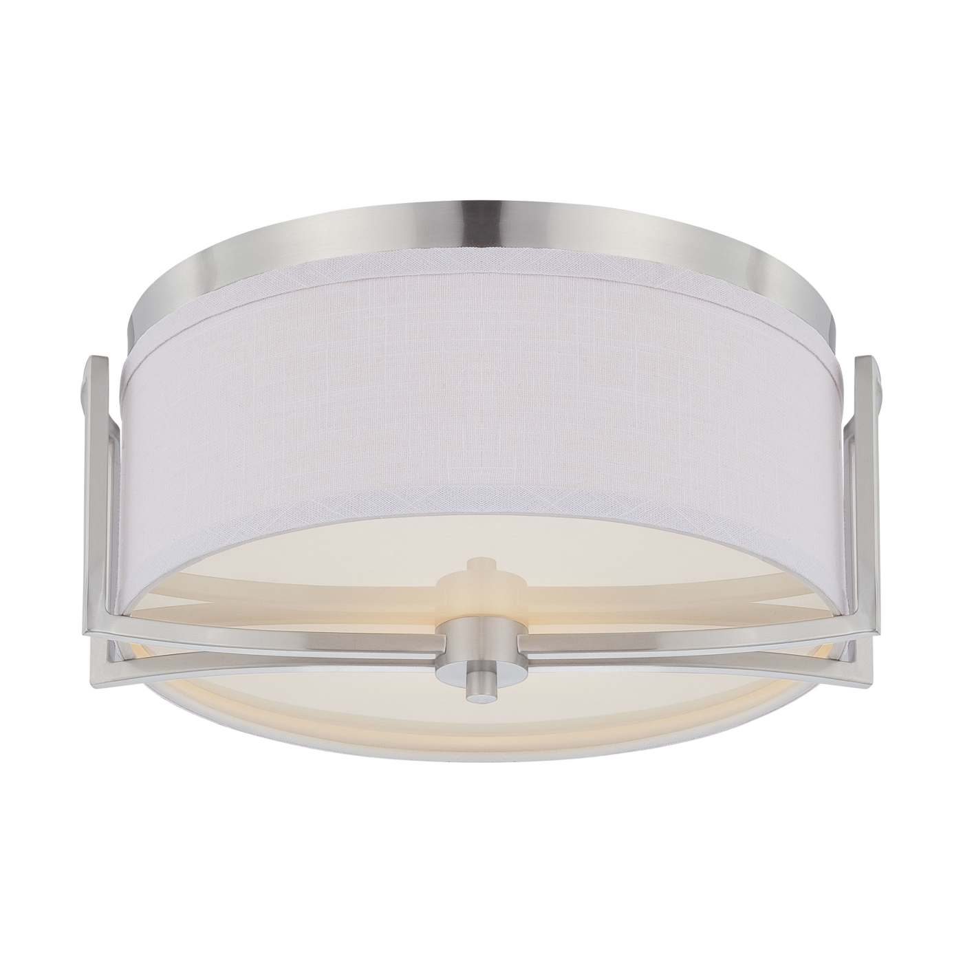 Satco Gemini 60-4761 2-Light Flush Mount Dome Brushed Nickel with Slate Gray Fabric Shade