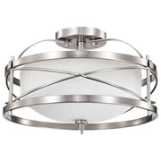 Satco Ginger 60-5331 2-Light Semi-Flush Ceiling Fixture Brushed Nickel with Etched Opal Glass