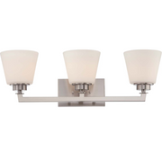 Satco Nuvo 60-5453 Mobili 3-Light Vanity Fixture Brushed Nickel with Satin White Glass