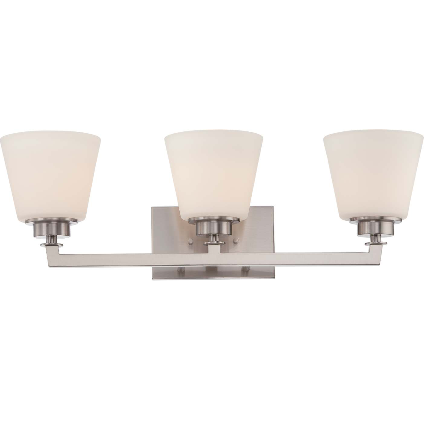 Satco Nuvo 60-5453 Mobili 3-Light Vanity Fixture Brushed Nickel with Satin White Glass
