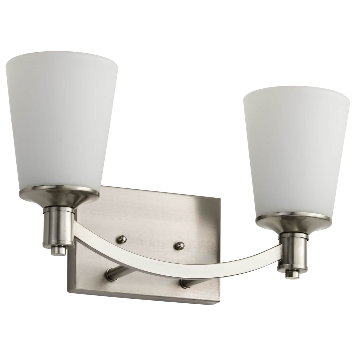 Satco Nuvo 60-5822 Laguna 2-Light Vanity Fixture Brushed Nickel with White Glass