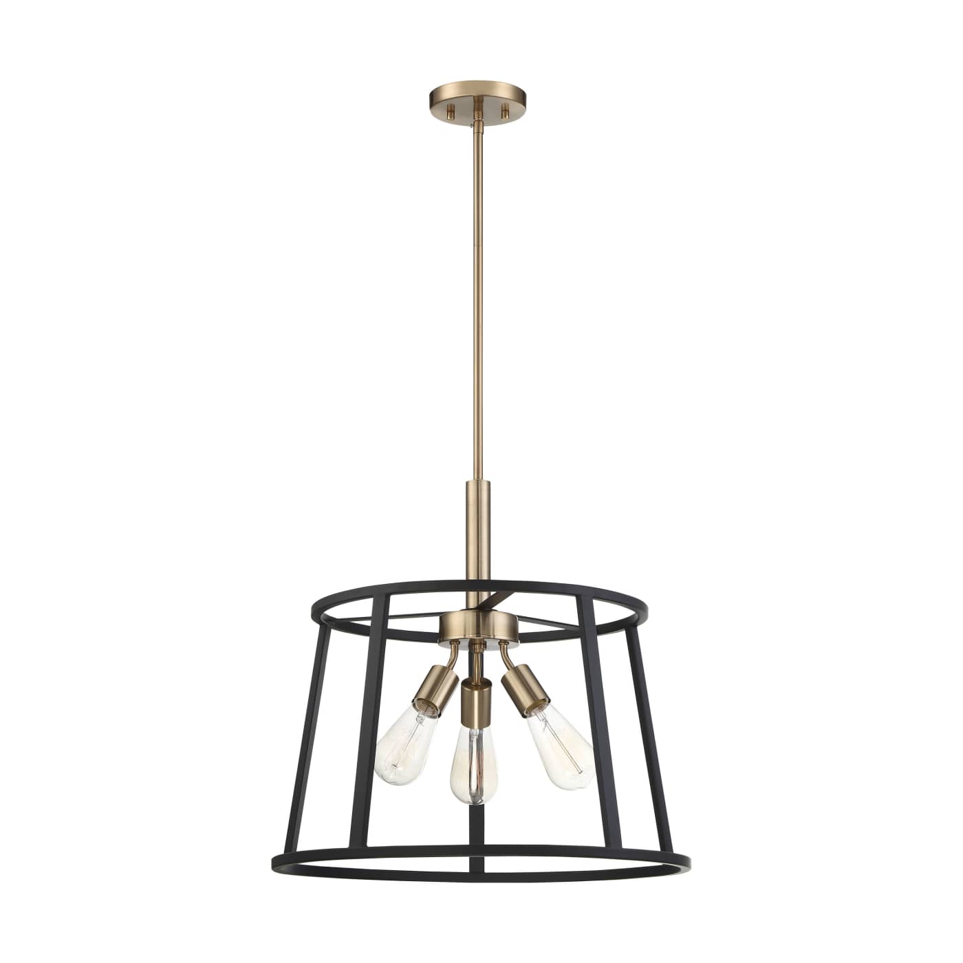 Satco Nuvo 60-6642 Chassis 3-Light Pendant Copper Brushed Brass with Matte Black Frame