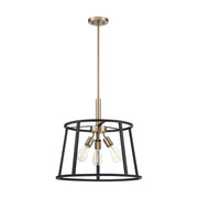 Satco Nuvo 60-6642 Chassis 3-Light Pendant Copper Brushed Brass with Matte Black Frame