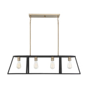 Satco Nuvo 60-6644 Chassis 4-Light Island Pendant Copper Brushed Brass with Matte Black Frame