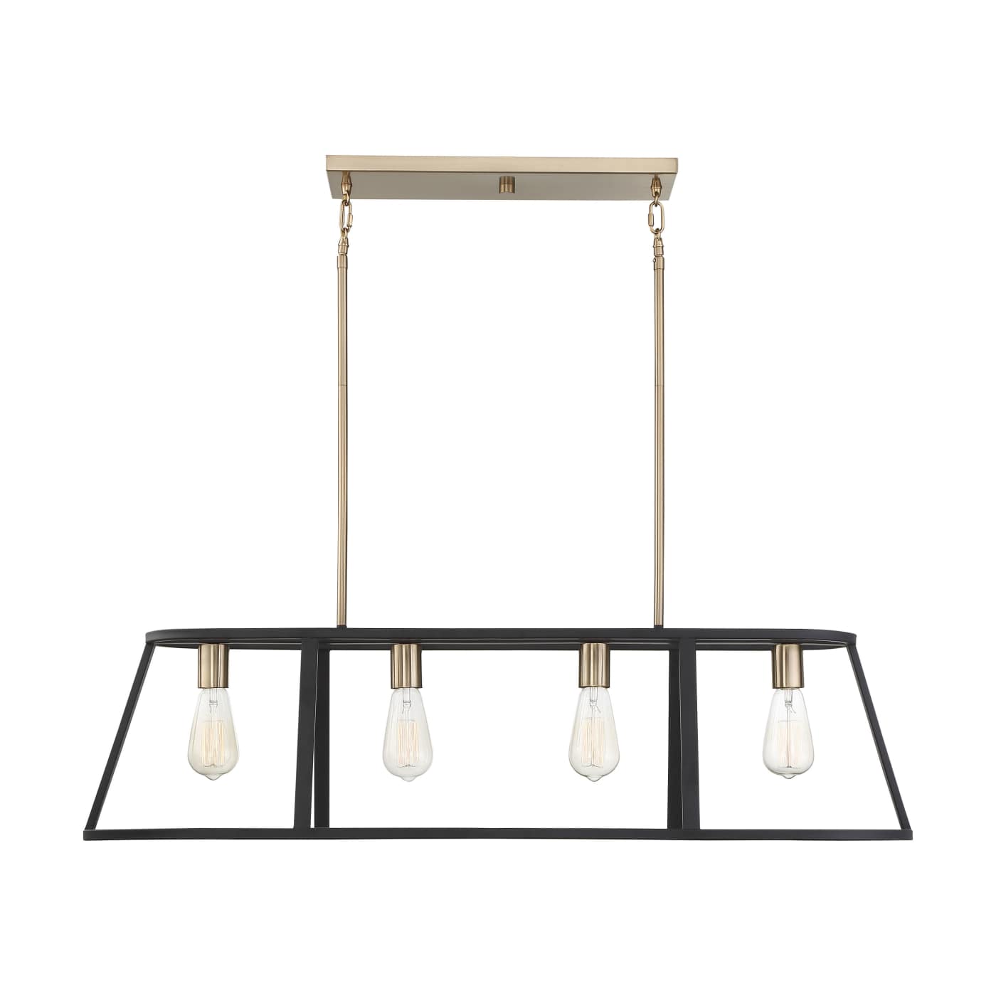 Satco Nuvo 60-6644 Chassis 4-Light Island Pendant Copper Brushed Brass with Matte Black Frame
