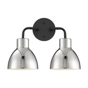 Satco Nuvo 60-6772 Sloan 2-Light Matte Black Vanity Wall Light with Polished Nickel Accents