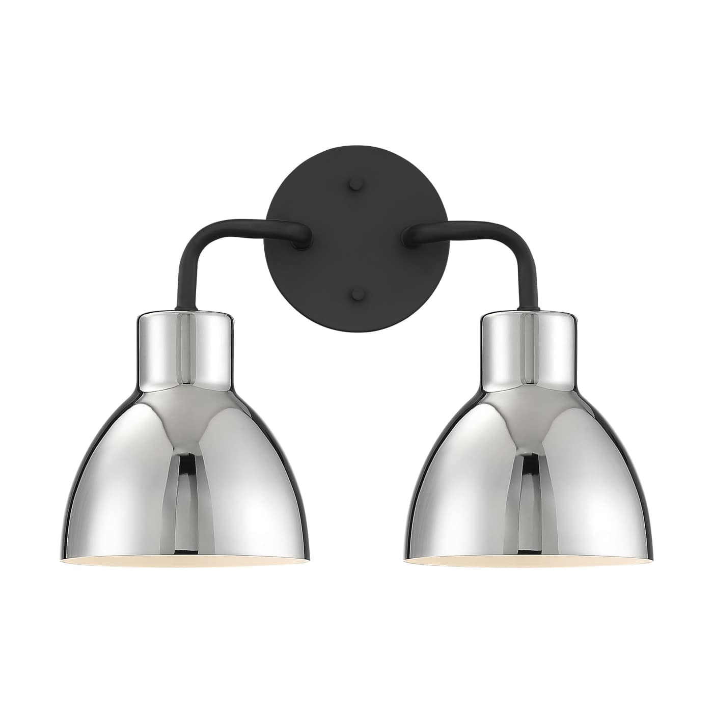 Satco Nuvo 60-6772 Sloan 2-Light Matte Black Vanity Wall Light with Polished Nickel Accents