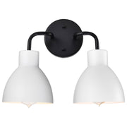 Satco Nuvo 60-6785 Sloan 2-Light Matte Black Vanity Wall Light with White Shade Accents