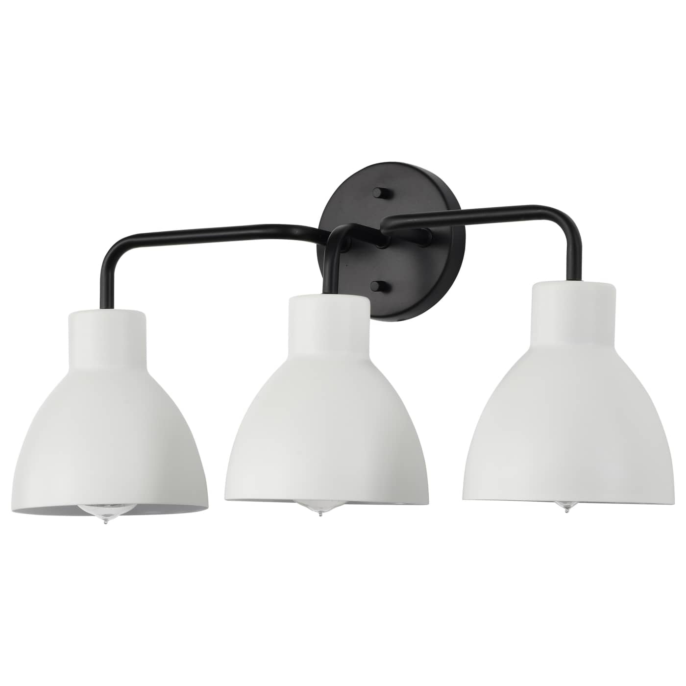Satco Nuvo 60-6786 Sloan 3-Light Matte Black Vanity Wall Light with White Shade Accents