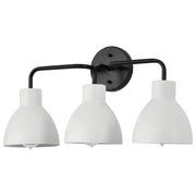 Satco Nuvo 60-6786 Sloan 3-Light Matte Black Vanity Wall Light with White Shade Accents